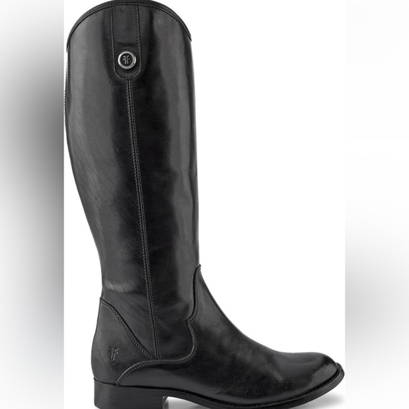 Frye Black Leather Knee-High Melissa Button Boots with Box - Picture 4 of 9